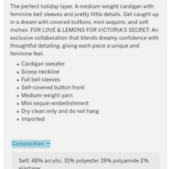 For Love & Lemons Large Odette Glitter Mohair Knit Cardigan Ivory White - Picture 7 of 8